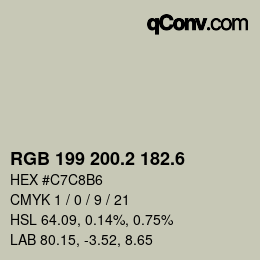 カラーコード: RGB 199 200.2 182.6 | qconv.com