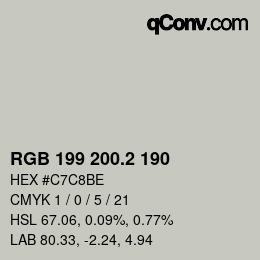 カラーコード: RGB 199 200.2 190 | qconv.com