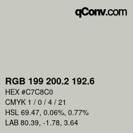 カラーコード: RGB 199 200.2 192.6 | qconv.com