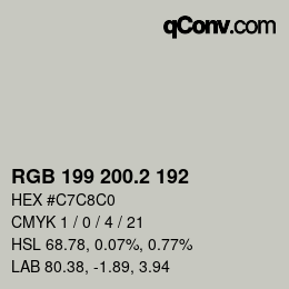 カラーコード: RGB 199 200.2 192 | qconv.com