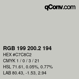 カラーコード: RGB 199 200.2 194 | qconv.com