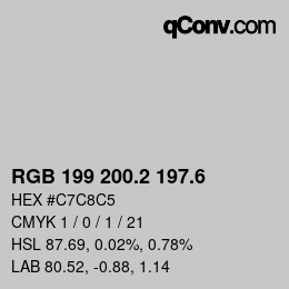 カラーコード: RGB 199 200.2 197.6 | qconv.com
