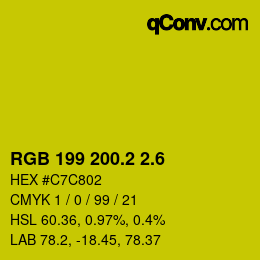 カラーコード: RGB 199 200.2 2.6 | qconv.com