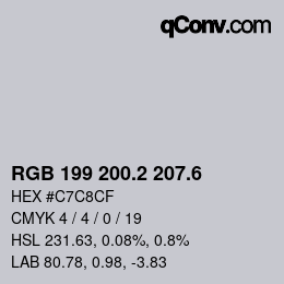 カラーコード: RGB 199 200.2 207.6 | qconv.com