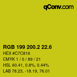 カラーコード: RGB 199 200.2 22.6 | qconv.com