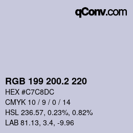 カラーコード: RGB 199 200.2 220 | qconv.com