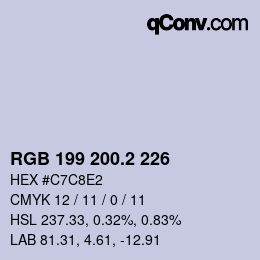 カラーコード: RGB 199 200.2 226 | qconv.com