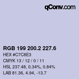 カラーコード: RGB 199 200.2 227.6 | qconv.com