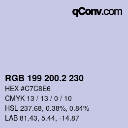 カラーコード: RGB 199 200.2 230 | qconv.com
