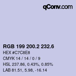 カラーコード: RGB 199 200.2 232.6 | qconv.com