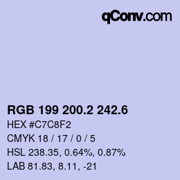 カラーコード: RGB 199 200.2 242.6 | qconv.com