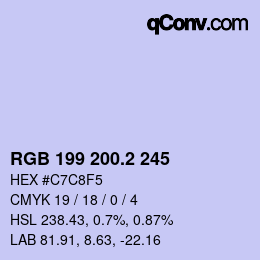 カラーコード: RGB 199 200.2 245 | qconv.com