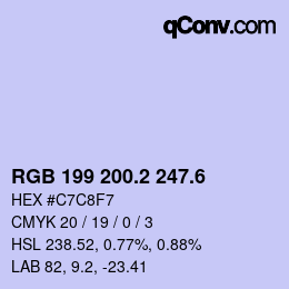 カラーコード: RGB 199 200.2 247.6 | qconv.com