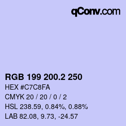 カラーコード: RGB 199 200.2 250 | qconv.com