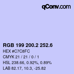 カラーコード: RGB 199 200.2 252.6 | qconv.com