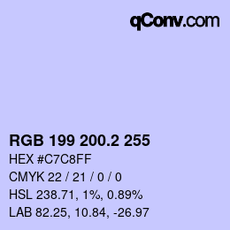 カラーコード: RGB 199 200.2 255 | qconv.com