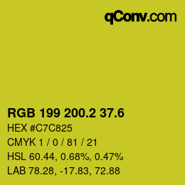 カラーコード: RGB 199 200.2 37.6 | qconv.com