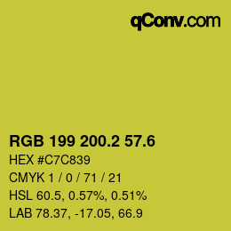 カラーコード: RGB 199 200.2 57.6 | qconv.com