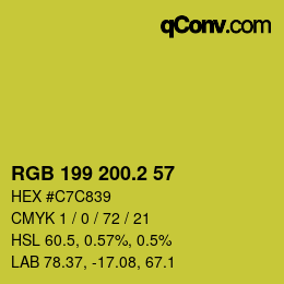 カラーコード: RGB 199 200.2 57 | qconv.com