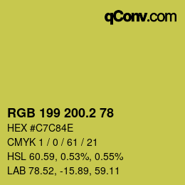 カラーコード: RGB 199 200.2 78 | qconv.com