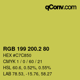 カラーコード: RGB 199 200.2 80 | qconv.com