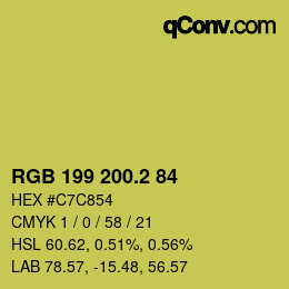 カラーコード: RGB 199 200.2 84 | qconv.com