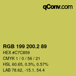 カラーコード: RGB 199 200.2 89 | qconv.com