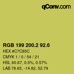 カラーコード: RGB 199 200.2 92.6 | qconv.com