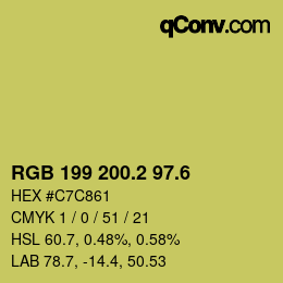 カラーコード: RGB 199 200.2 97.6 | qconv.com
