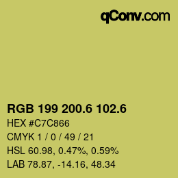 カラーコード: RGB 199 200.6 102.6 | qconv.com