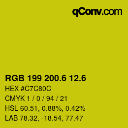 カラーコード: RGB 199 200.6 12.6 | qconv.com