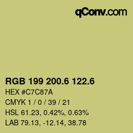 カラーコード: RGB 199 200.6 122.6 | qconv.com