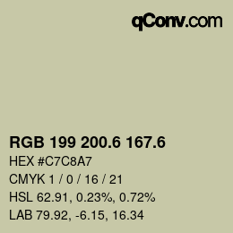 カラーコード: RGB 199 200.6 167.6 | qconv.com