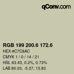 カラーコード: RGB 199 200.6 172.6 | qconv.com