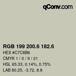 カラーコード: RGB 199 200.6 182.6 | qconv.com