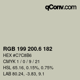 カラーコード: RGB 199 200.6 182 | qconv.com