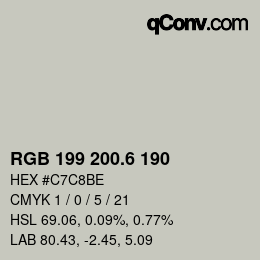カラーコード: RGB 199 200.6 190 | qconv.com