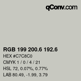 カラーコード: RGB 199 200.6 192.6 | qconv.com