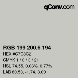 カラーコード: RGB 199 200.6 194 | qconv.com