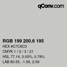 カラーコード: RGB 199 200.6 195 | qconv.com