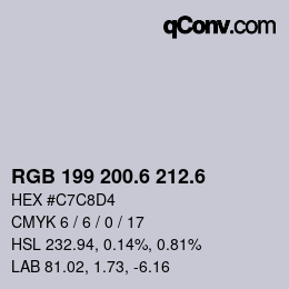 カラーコード: RGB 199 200.6 212.6 | qconv.com