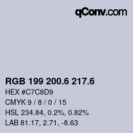 カラーコード: RGB 199 200.6 217.6 | qconv.com
