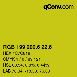 カラーコード: RGB 199 200.6 22.6 | qconv.com