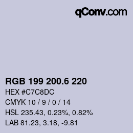 カラーコード: RGB 199 200.6 220 | qconv.com