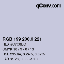 カラーコード: RGB 199 200.6 221 | qconv.com
