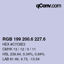 カラーコード: RGB 199 200.6 227.6 | qconv.com