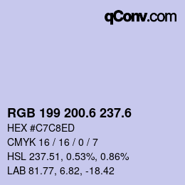カラーコード: RGB 199 200.6 237.6 | qconv.com
