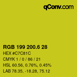 カラーコード: RGB 199 200.6 28 | qconv.com