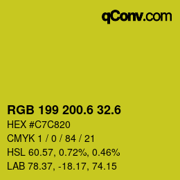 カラーコード: RGB 199 200.6 32.6 | qconv.com