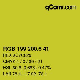 カラーコード: RGB 199 200.6 41 | qconv.com